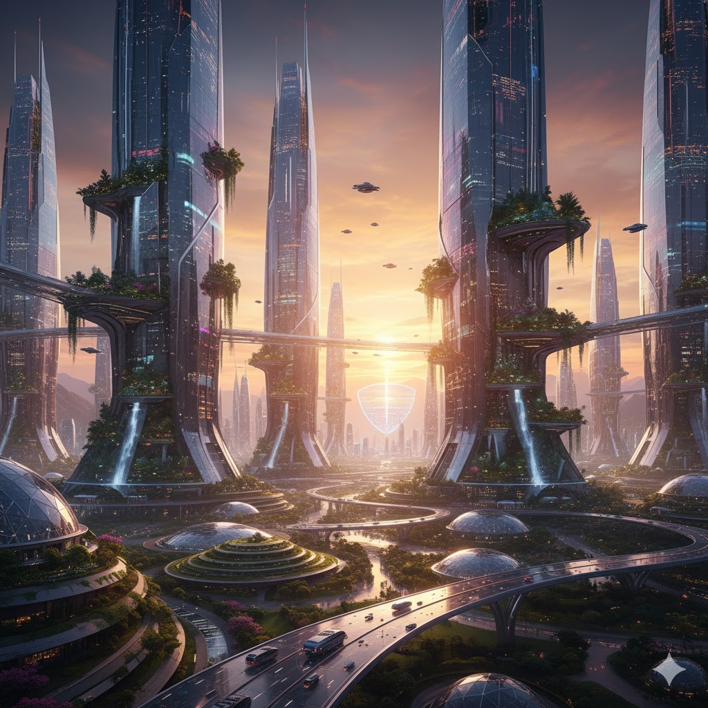 Ejemplo de imagen generada con IA: laptop mostrando gráficos, iconos de tecnología y robots, estilo fotorrealista, colores vibrantes